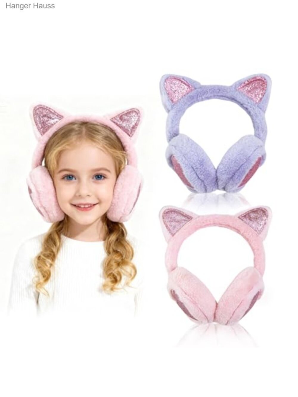 Cat Ear Earmuffs Faux Fur Sequins Winter Ear Warmers Adjustable